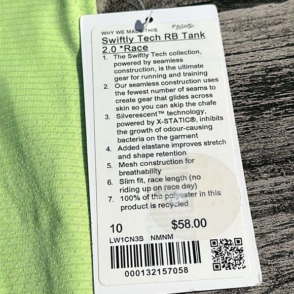 Lululemon Swiftly Tech Racerback‎ Tank Top 2.0 Race Length neo mint NWT size 10 - Picture 2 of 7